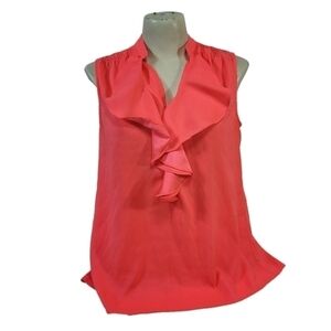 Ann Taylor Neon Pink Ruffle Blouse